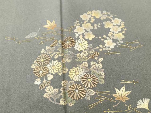 平和屋着物○訪問着 駒刺繍 洋花文 金彩 胴抜き仕立て 正絹