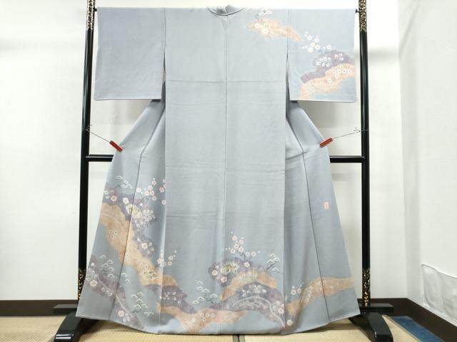 平和屋着物●訪問着　作家物　手描き　地紙草花文　金彩　鬼しぼ縮緬　正絹　逸品　CAAU1792yc