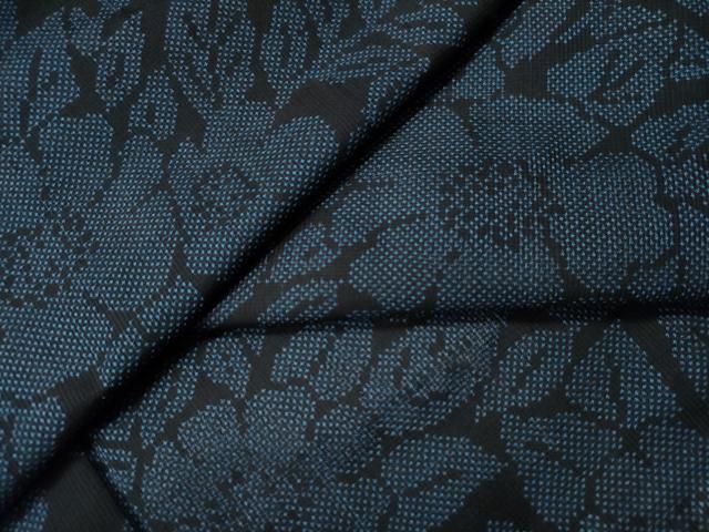 正絹 本場大島紬 7マルキ 草花文  36×111　#487 正絹 本場大島紬 7マルキ 草花文 36×111 #487 生地