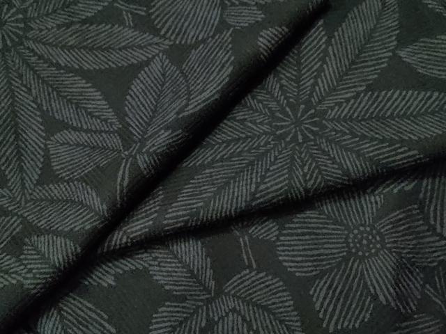 平和屋着物●上質な小紋　草花文　黒地　正絹　逸品　CAAU1809yc