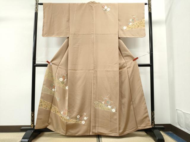 平和屋着物●訪問着　駒刺繍　吉祥宝尽くし菊花文　金彩　正絹　逸品　未使用　CAAU1815yc