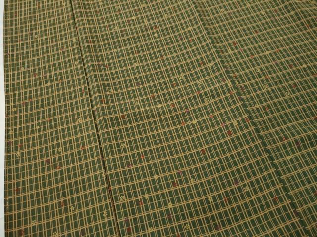 平和屋着物○伝統工芸士 染谷梅治 小紋 格子舞花文 胴抜き仕立て