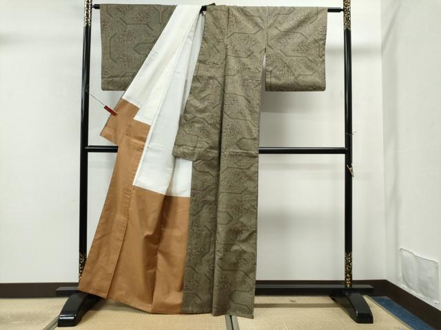 平和屋着物■極上　お召　横段文　逸品　未使用　DZAA8919kh5 平和屋着物○お召 笹竹文 正絹 逸品 未使用 AAAT0649zg