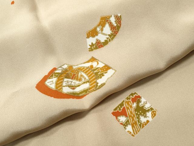 平和屋着物○長襦袢 無双 地紙群鶴花文 金彩 正絹 逸品 未