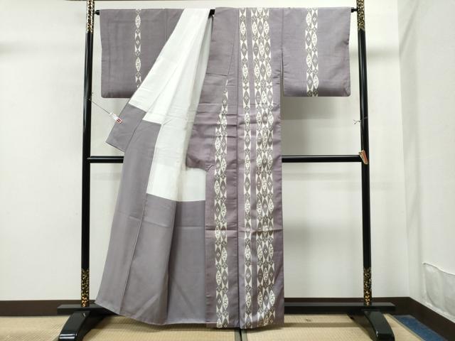 平和屋着物○訪問着 紬地 型染め 結び文 正絹 逸品 AABD1640ck 平和