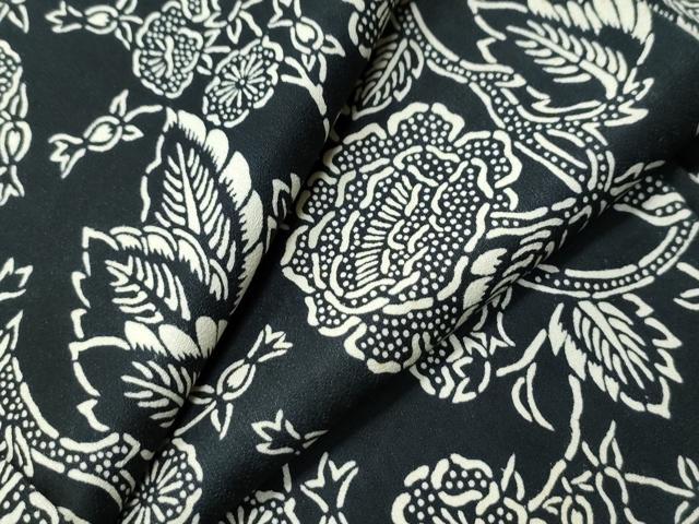 平和屋着物●上質な小紋　型染め　枝花文　黒地　正絹　逸品　CAAU1860yc