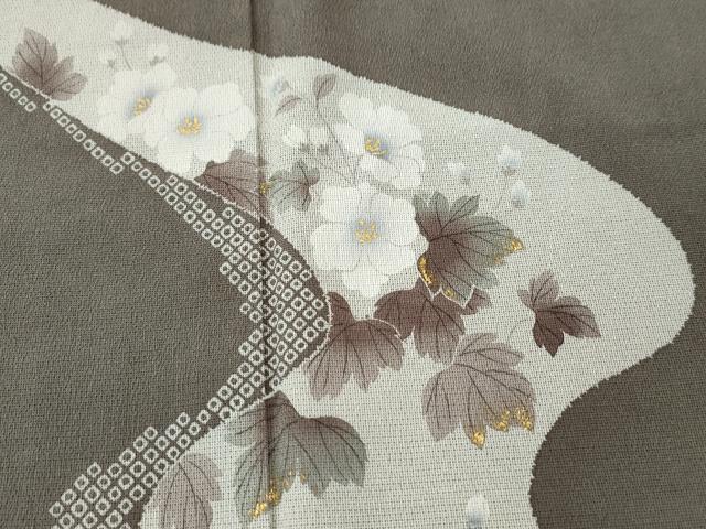 平和屋着物●訪問着　本塩沢　絞り　道長秋草文　金彩　やまと誂製　正絹　逸品　CAAU1861yc