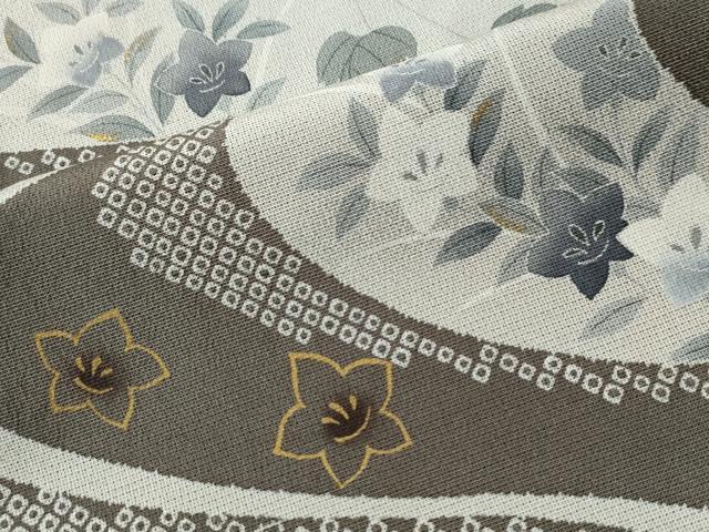 平和屋着物●訪問着　本塩沢　絞り　道長秋草文　金彩　やまと誂製　正絹　逸品　CAAU1861yc