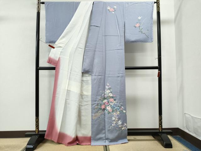 岡本幸治　本加賀友禅　付け下げ　松竹梅　灯篭　波　風景　着物　065w d 岡本幸治 本加賀友禅 付け下げ 松竹梅 灯篭 波 風景 着物 065w d 岡本