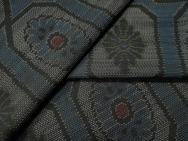 平和屋着物●本場大島紬　吉祥花文　正絹　逸品　CAAU1877yc