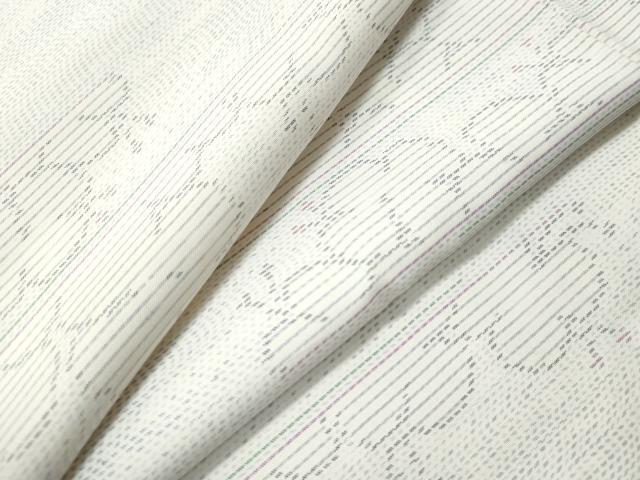 平和屋着物●本場大島紬　白大島　霞舞花文　正絹　逸品　CAAU1887yc