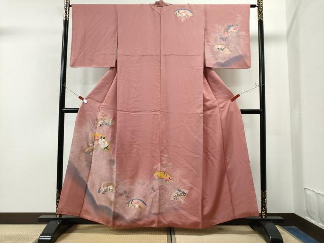 平和屋着物●訪問着　扇面草花文　正絹　逸品　CAAU1920yc