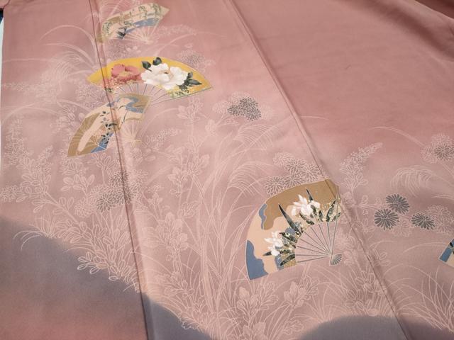 平和屋着物○訪問着 扇面草花文 正絹 逸品 CAAU1920yc