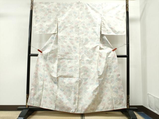 平和屋着物○上質な紬 草花文 正絹 逸品 未使用 CAAU1932yc 