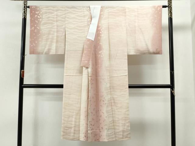 平和屋着物●長襦袢　無双仕立て　舞花びら地紋　暈し染め　正絹　逸品　CAAU1971yc