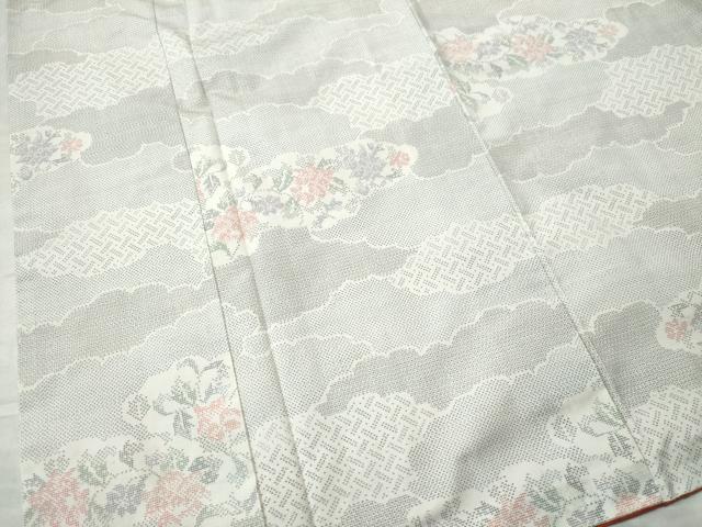 平和屋着物○本場大島紬 100亀甲 雲重ね吉祥草花文 正絹 逸品 未