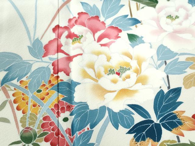 平和屋着物○訪問着 友禅 牡丹花文 正絹 逸品 未使用 CAAU2039yc