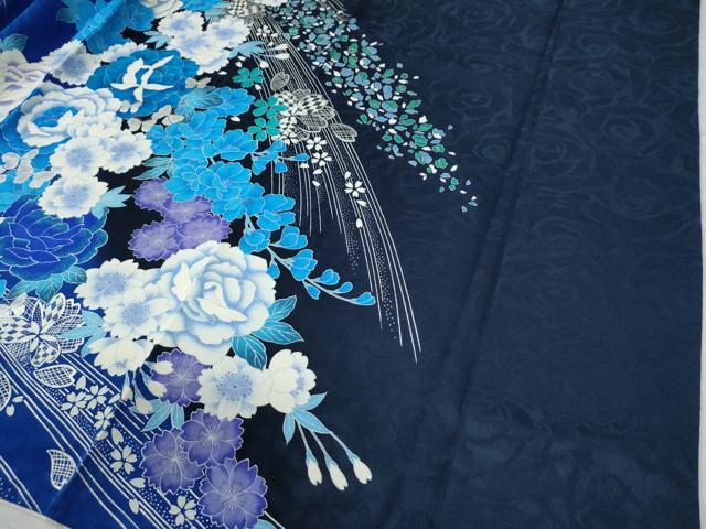 平和屋着物○豪華振袖 花蝶文 ラメ糸 暈し染め 銀彩