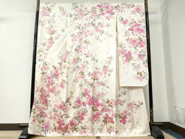 平和屋着物●豪華振袖　駒刺繍　枝桜文　金彩　正絹　逸品　CAAU2070yc