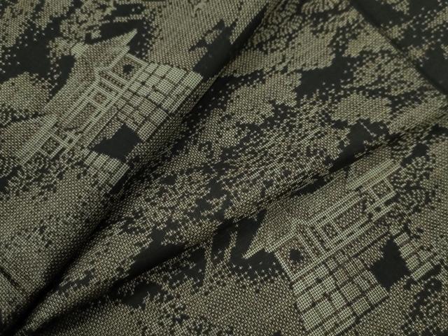 平和屋着物●本場大島紬　9マルキ　樹林風景文　正絹　逸品　CAAU2095yc