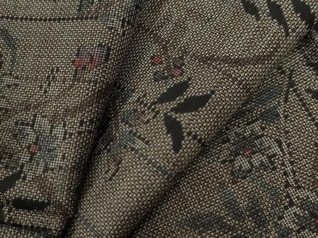 平和屋着物●本場大島紬　9マルキ　草花文　正絹　逸品　未使用　CAAU2106yc