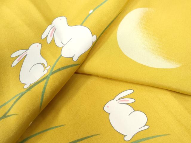 平和屋着物●長襦袢　無双仕立て　手描き　十五夜　月兎　暈し染め　正絹　逸品　CAAU2110yc