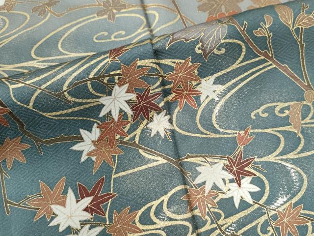 平和屋着物●訪問着　竜田川草花文　暈し染め　金彩　正絹　逸品　CAAU2120yc