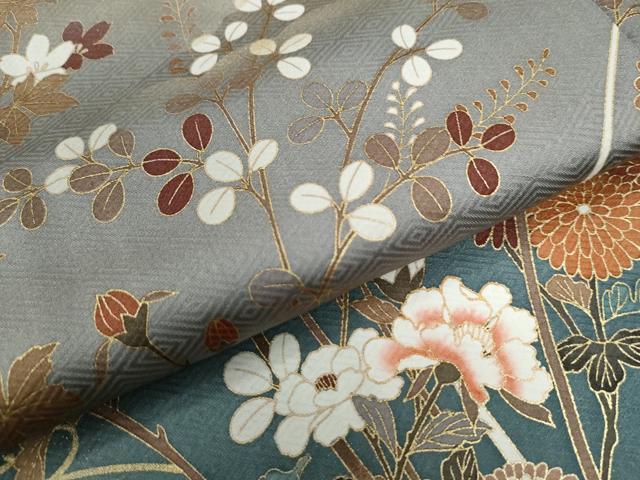 平和屋着物●訪問着　竜田川草花文　暈し染め　金彩　正絹　逸品　CAAU2120yc