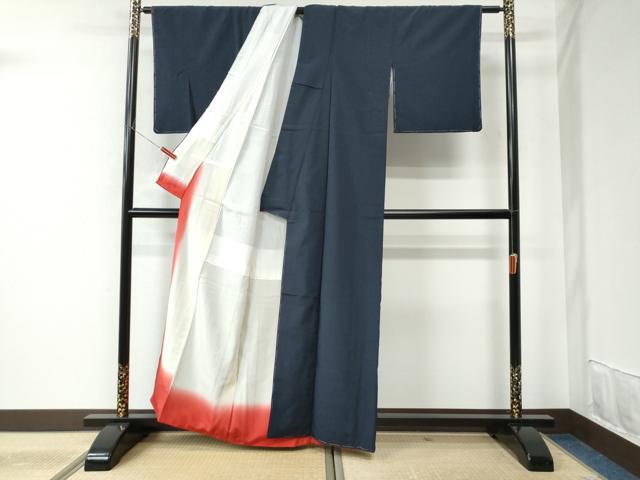 平和屋着物○本塩沢 やまだ織 蚊絣 反端付き 正絹 逸品 未