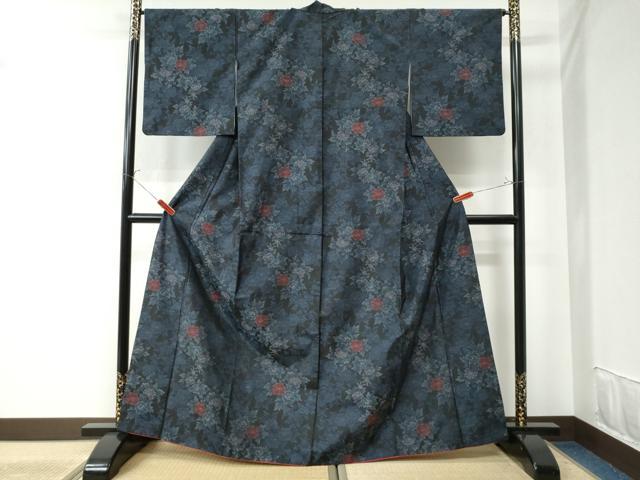 ぴ*の様 着物 裄68 本場大島紬 正絹 東京ますいわ屋 素敵な花の絣 U-97 ぴ*の様 着物 裄68 本場大島紬 正絹 東京ますいわ屋 素敵な