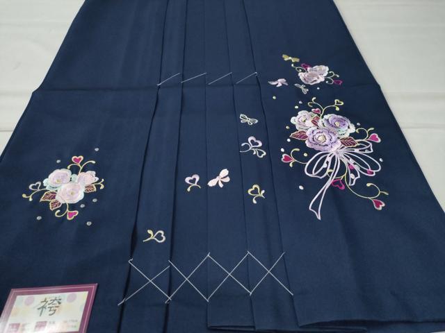 平和屋着物●女性　行灯袴　総刺繍　花唐草文　留紺色　卒業式　洗える着物　未使用　CAAU2299yc 平和屋着物○女性 行灯袴 総刺繍 花唐草文 留紺色 卒業式