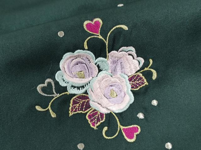 平和屋着物○女性 行灯袴 総刺繍 花唐草文 黒地 卒業式 洗える