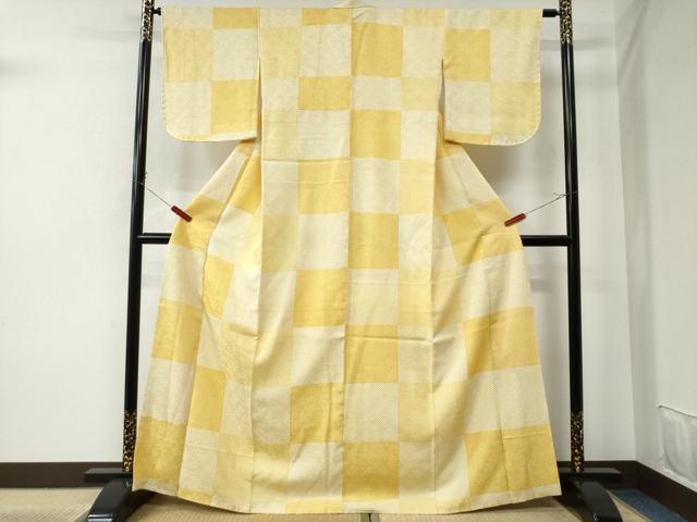 平和屋着物○上質な小紋 市松文様 暈し染め 正絹 逸品 CAAU2952yc