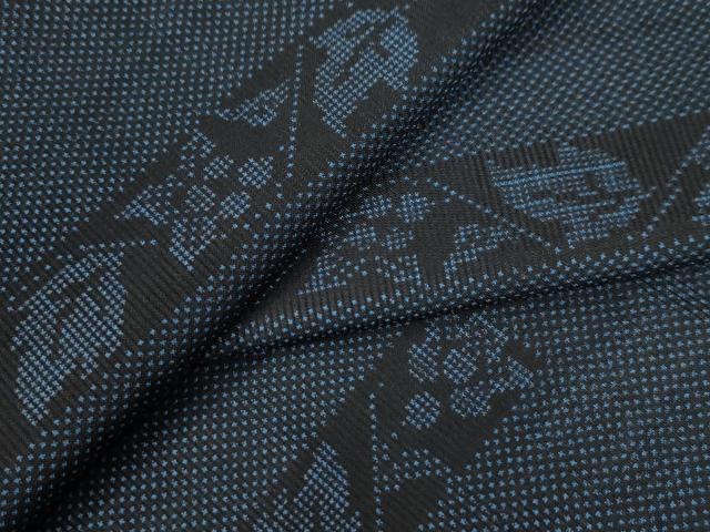 平和屋着物●本場大島紬　7マルキ　短冊草花文　まるやま扱い　正絹　逸品　CAAU2231yc