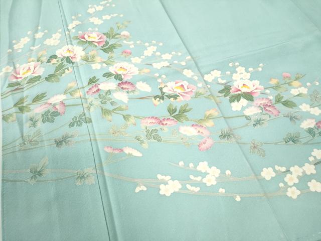 平和屋着物○本加賀友禅作家 鶴見保次 訪問着 枝牡丹花文 正絹 逸品