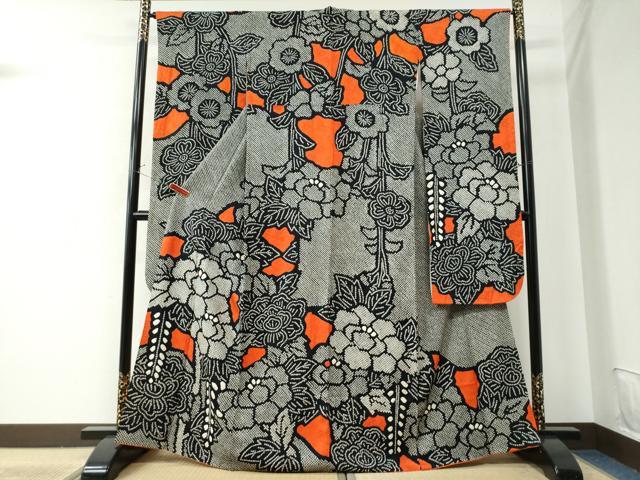 平和屋着物●豪華振袖　総絞り　牡丹花文　正絹　逸品　CAAU2252yc