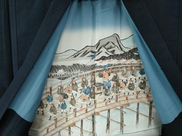 平和屋着物○男性 紬 アンサンブル 色無地 留紺色 正絹 逸品 CAAU2265yc