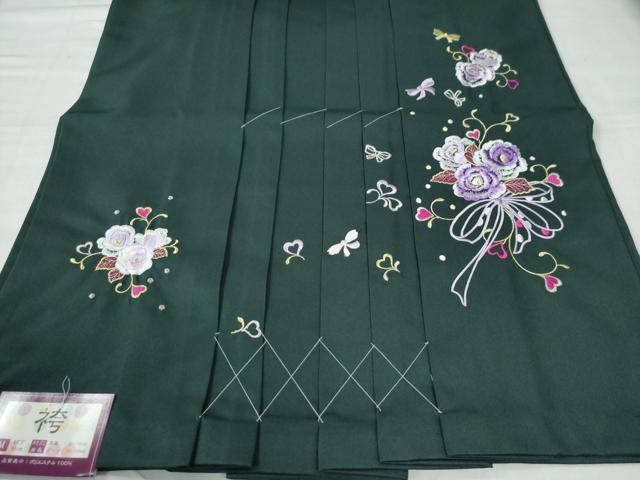 平和屋着物○女性 行灯袴 総刺繍 草花文 バーガンディー色 金銀糸