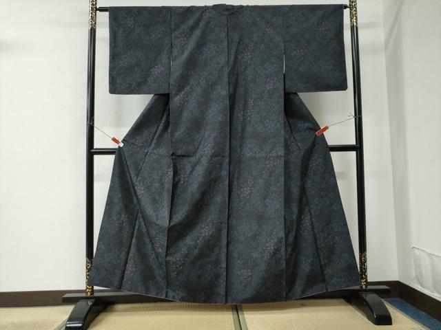 平和屋着物○本場大島紬 草花文 証紙付き 正絹 逸品 未使用 CAAU2401yc