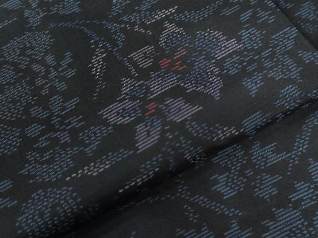 平和屋着物○本場大島紬 草花文 証紙付き 正絹 逸品 未使用 CAAU2401yc