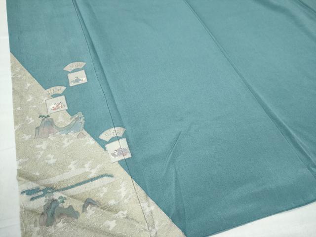 平和屋着物○松尾光琳 色留袖 百人一首 風景文 金彩 鬼しぼ縮緬 正絹