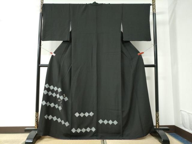 平和屋着物●訪問着　刺繍　鹿の子吉祥文　黒地　金彩　鈴乃屋扱い　正絹　逸品　CAAU2429yc