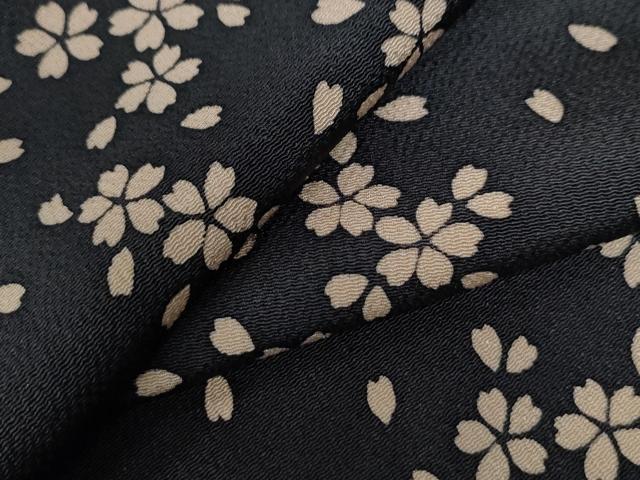 平和屋着物●上質な小紋　舞桜文　鬼しぼ縮緬　正絹　逸品　未使用　CAAU2433yc