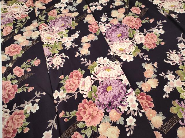 平和屋着物○上質な小紋 型染め 枝花文 ロング丈 正絹 逸品