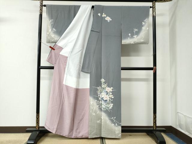 平和屋着物○訪問着 友禅 作家物 草花文 暈し染め 正絹 逸品