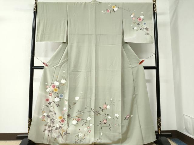 平和屋着物●訪問着　友禅　枝菊文　暈し染め　正絹　逸品　CAAU2508yc