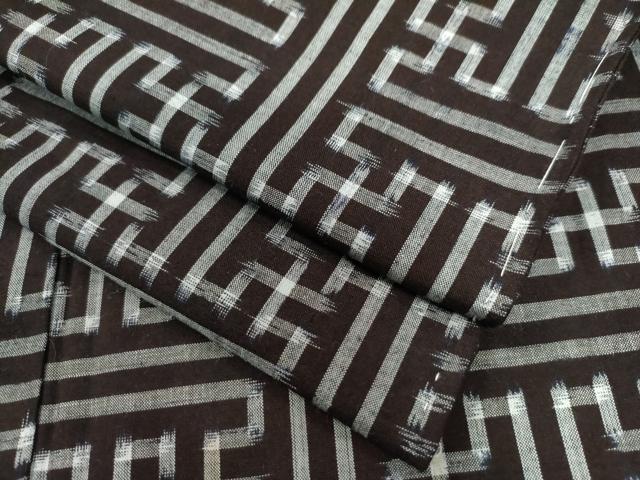 平和屋着物●久留米絣　単衣　秋名バラ柄　綿　逸品　CAAU2515yc