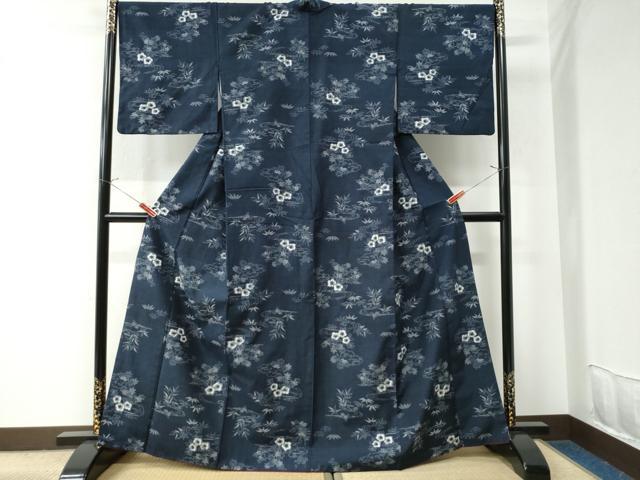 平和屋着物●上質な紬　雲取り流水草花文　正絹　逸品　CAAU2531yc 平和屋着物○上質な紬 雲取り流水草花文 正絹 逸品 CAAU2531yc