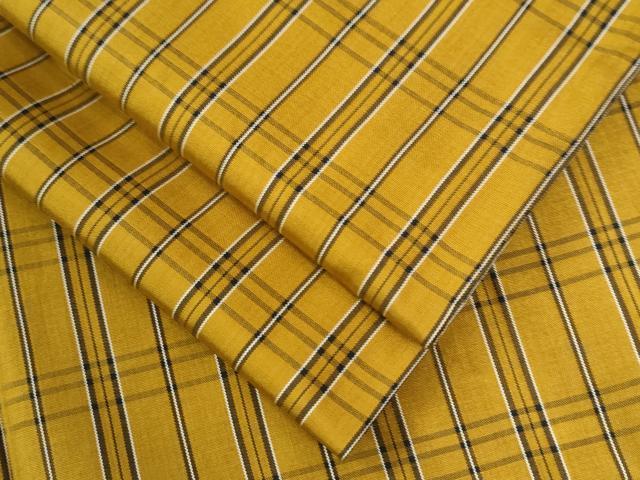 平和屋着物●黄八丈　紬　格子柄　正絹　逸品　CAAU2587yc