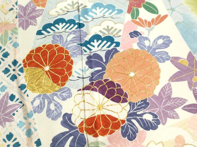 平和屋着物○豪華振袖 駒刺繍 熨斗吉祥草花文 暈し染め 金彩